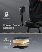 VASAGLE set 2 scaune de bar rotative 360°, cu spatar, inaltime 101 cm, piele sintetica, cadru otel, stil modern, negru