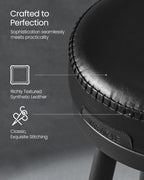 VASAGLE set 2 scaune de bar rotative 360°, cu spatar, inaltime 101 cm, piele sintetica, cadru otel, stil modern, negru