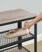 VASAGLE Raft pentru pantofi cu 2 polite, 100x30x45cm, otel, stil industrial, gri