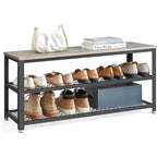 VASAGLE Raft pentru pantofi cu 2 polite, 100x30x45cm, otel, stil industrial, gri