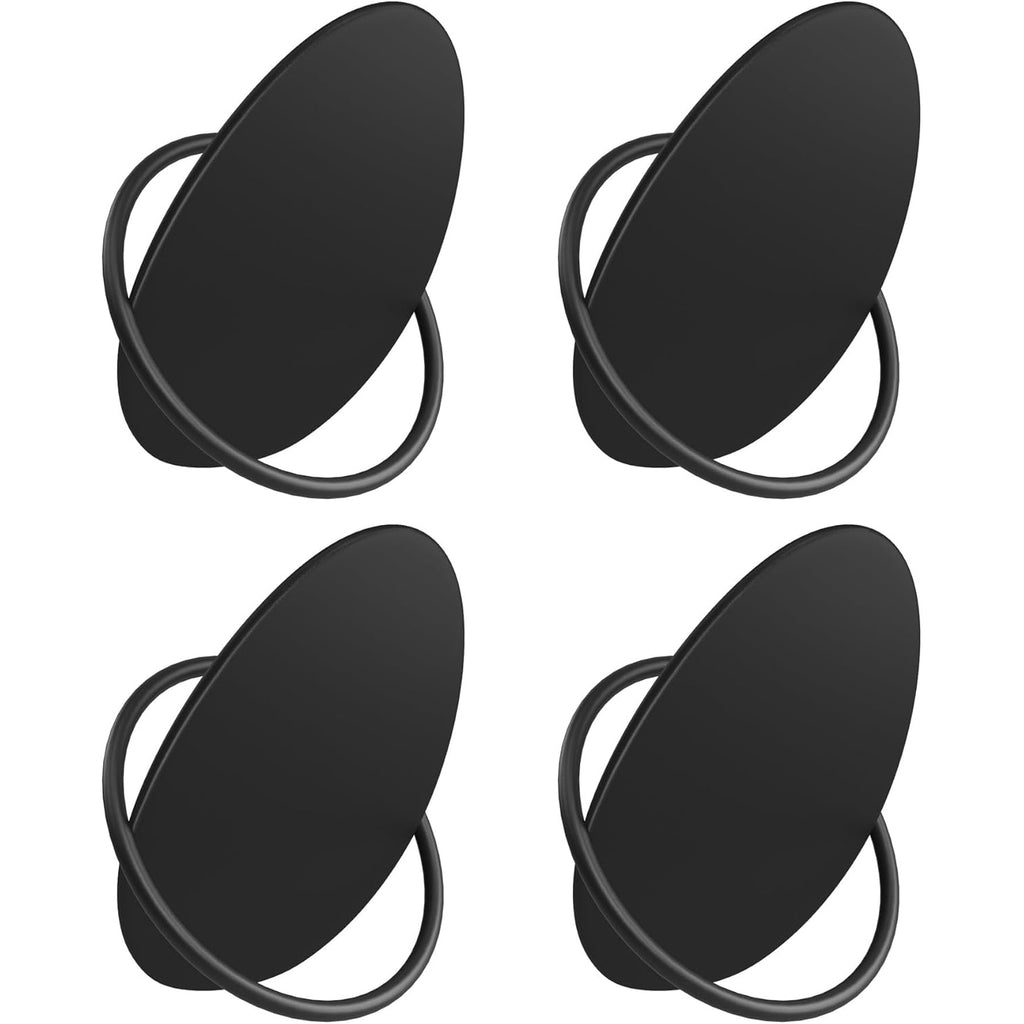 SONGMICS Set 4 carlige perete, design oval din otel, 5 kg per carlig, 9x5x7 cm, negru