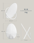 SONGMICS Set 4 carlige perete, design oval din otel, 5 kg per carlig, 9x5x7 cm, alb perlat