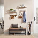 VASAGLE Cuier perete set 2 bucati, PAL si cadru metalic, 50x24x27 cm, maro rustic