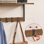 VASAGLE Cuier perete set 2 bucati, PAL si cadru metalic, 50x24x27 cm, maro rustic