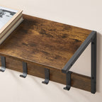 VASAGLE Cuier perete set 2 bucati, PAL si cadru metalic, 50x24x27 cm, maro rustic