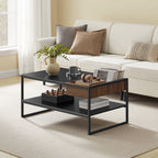 VASAGLE Masuta cafea cu sertar si raft inferior, structura otel, 100x55x45 cm, negru