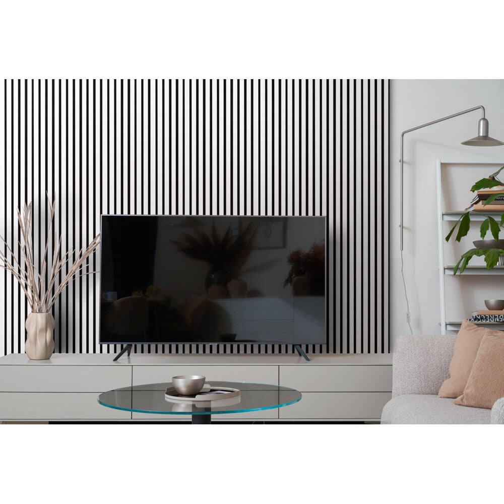 Riflaj MDF decorativ LDA PREMIUM de tip Panou Acoustic, ALB MAT, 260x40 cm