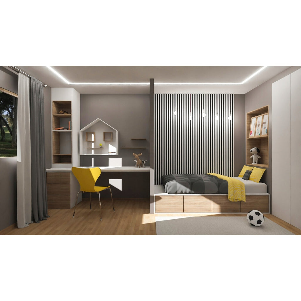 Riflaj MDF decorativ LDA PREMIUM de tip Panou Acoustic, ALB MAT, 260x40 cm