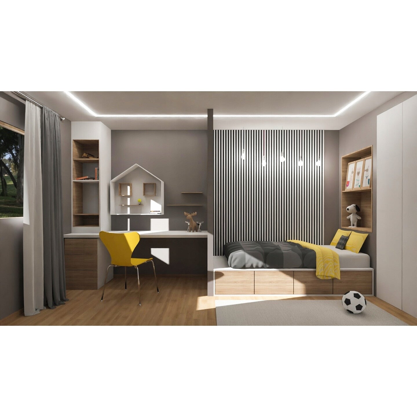 Riflaj MDF decorativ LDA PREMIUM de tip Panou Acoustic, ALB MAT, 260x40 cm