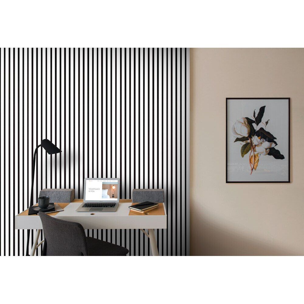 Riflaj MDF decorativ LDA PREMIUM de tip Panou Acoustic, ALB MAT, 260x40 cm