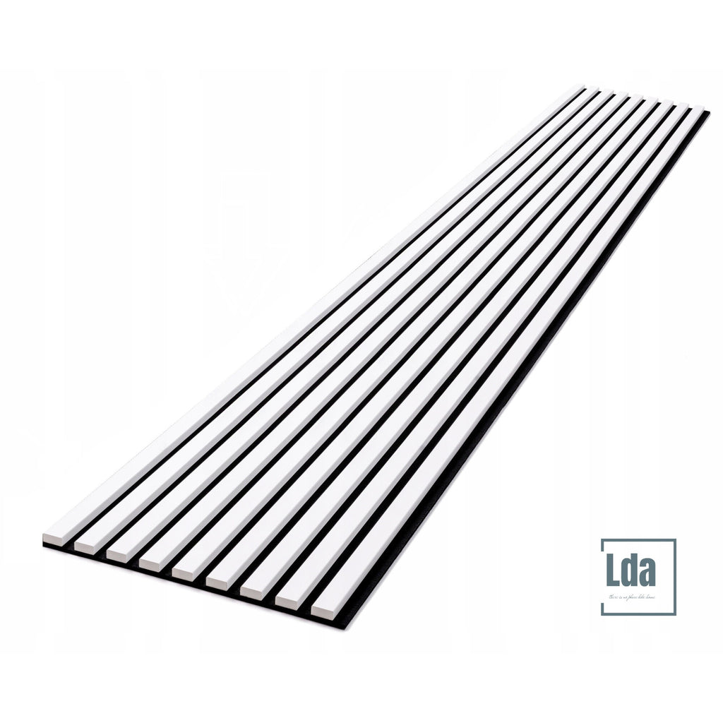 Riflaj MDF decorativ LDA PREMIUM de tip Panou Acoustic, ALB MAT, 260x40 cm