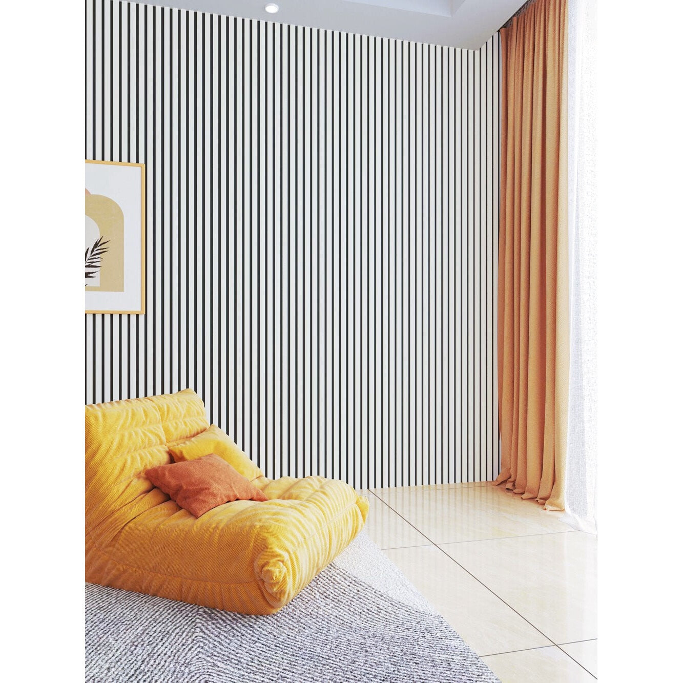 Riflaj MDF decorativ LDA PREMIUM de tip Panou Acoustic, ALB MAT, 260x40 cm