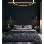 Riflaj MDF decorativ LDA PREMIUM de tip Panou Acustic, Negru, 260x40 cm