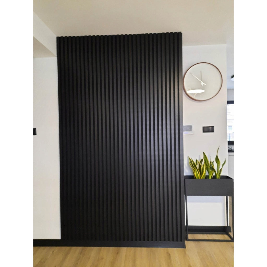 Riflaj MDF decorativ LDA PREMIUM de tip Panou Acustic, Negru, 260x40 cm