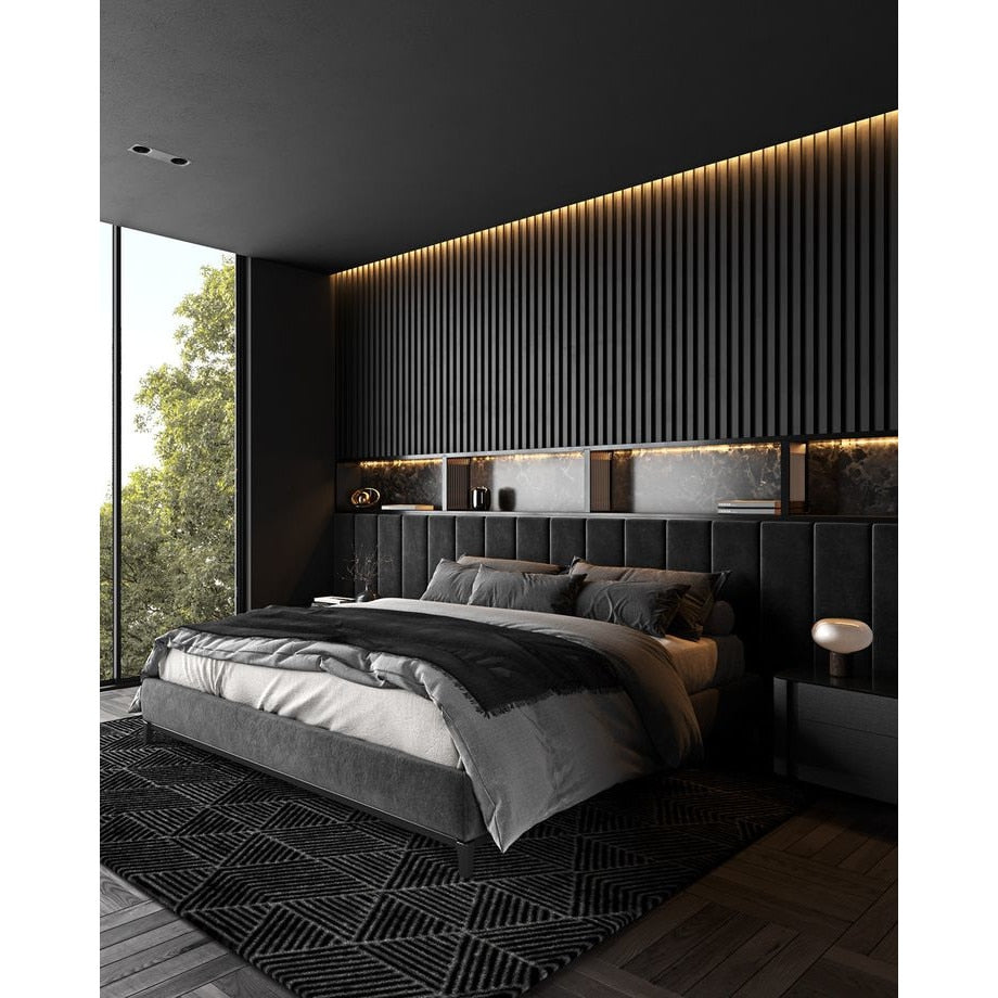 Riflaj MDF decorativ LDA PREMIUM de tip Panou Acustic, Negru, 260x40 cm