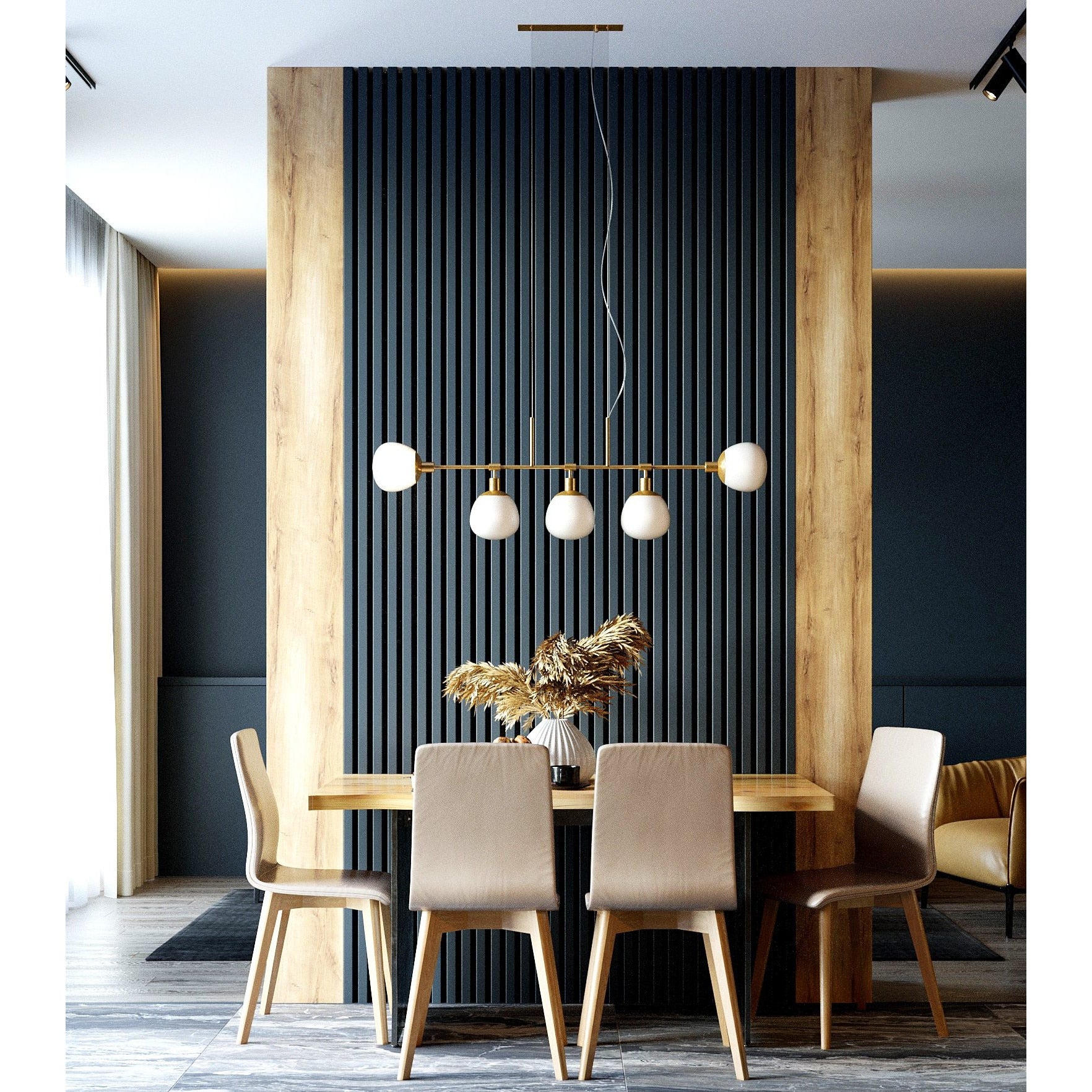 Riflaj MDF decorativ LDA PREMIUM de tip Panou Acustic, Negru, 260x40 cm