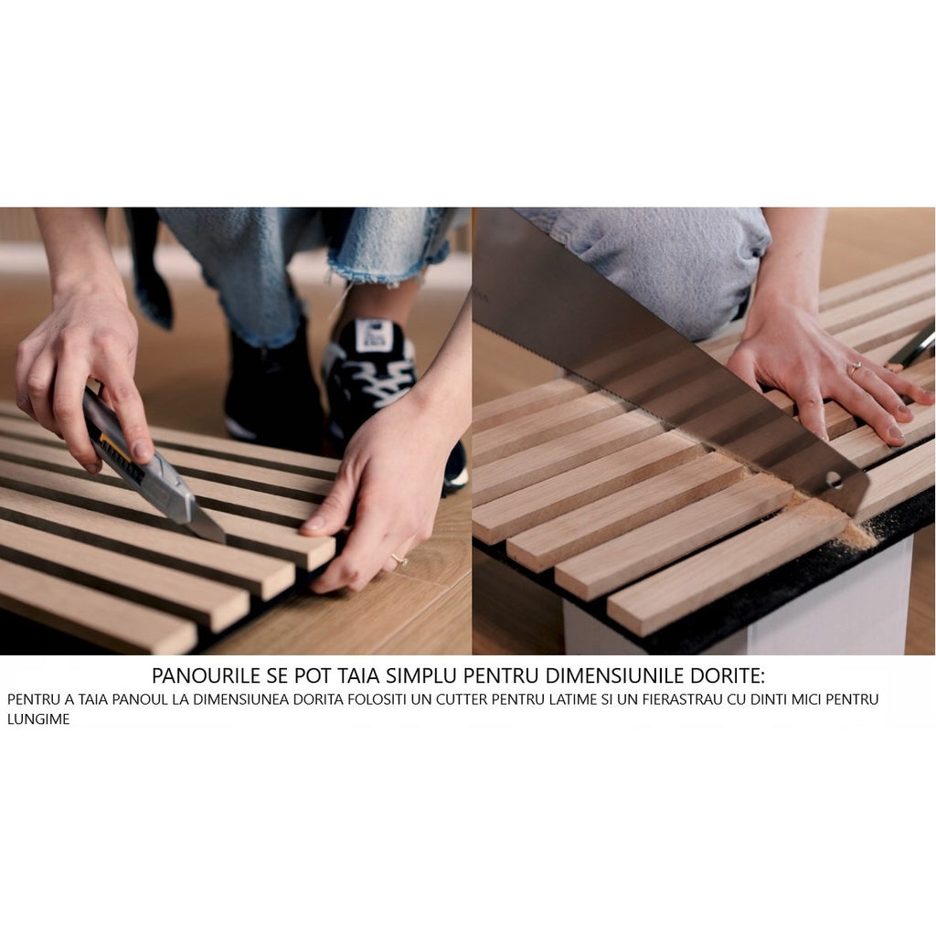 Riflaj MDF decorativ LDA PREMIUM de tip Panou Acustic, Stejar SONOMA, 260x40 cm