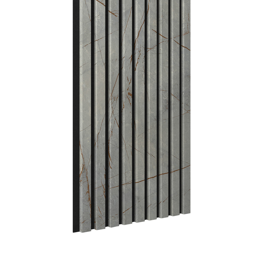 Riflaj MDF decorativ LDA PREMIUM de tip Panou Acustic, Marmura cu insertii aurii, 260x40 cm