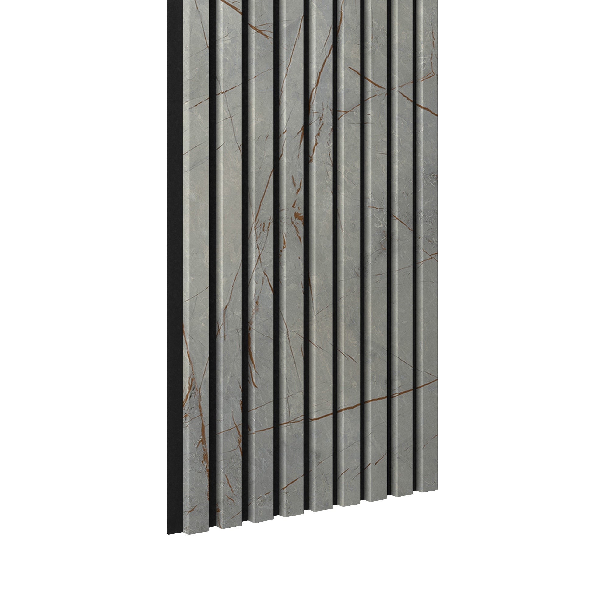 Riflaj MDF decorativ LDA PREMIUM de tip Panou Acustic, Marmura cu insertii aurii, 260x40 cm