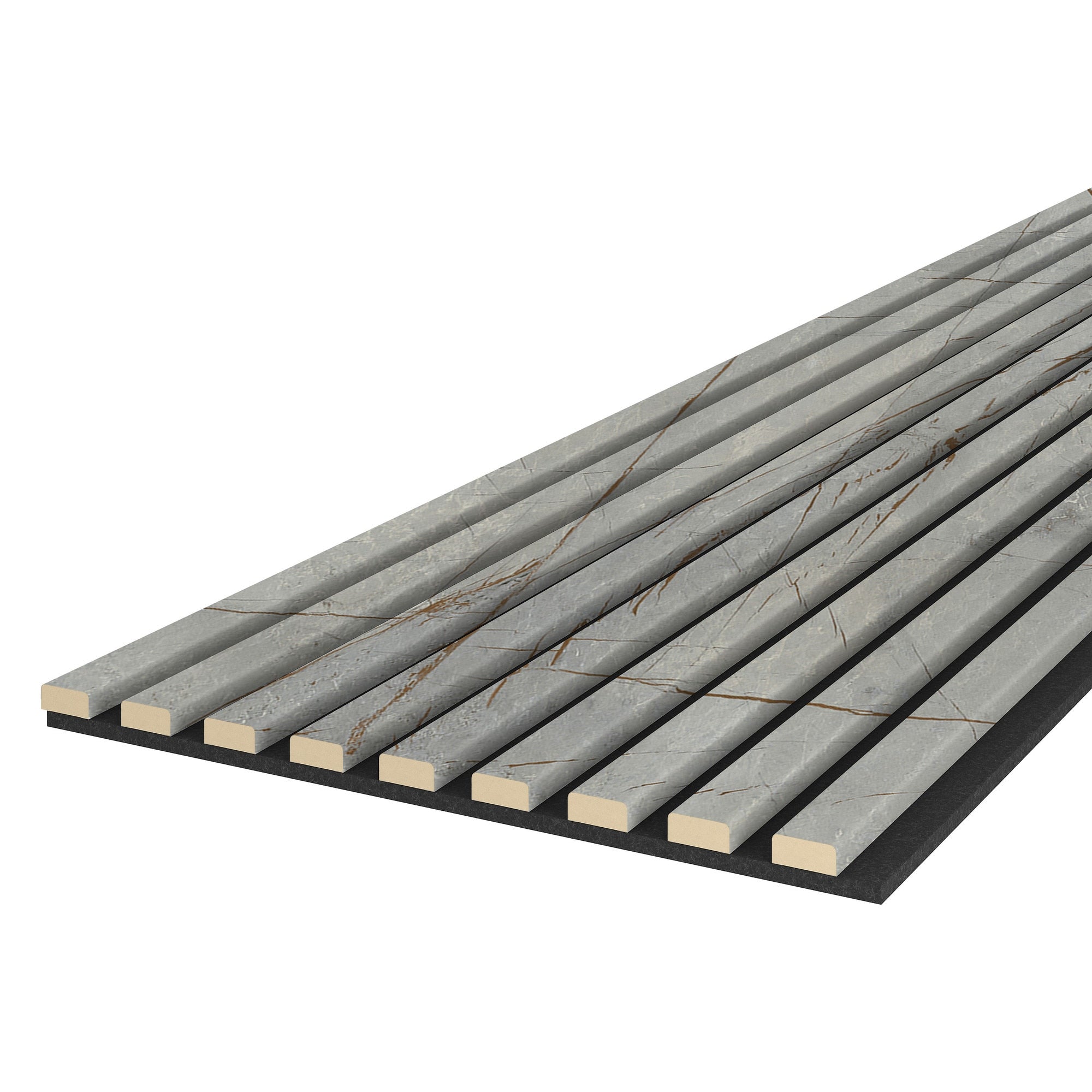 Riflaj MDF decorativ LDA PREMIUM de tip Panou Acustic, Marmura cu insertii aurii, 260x40 cm