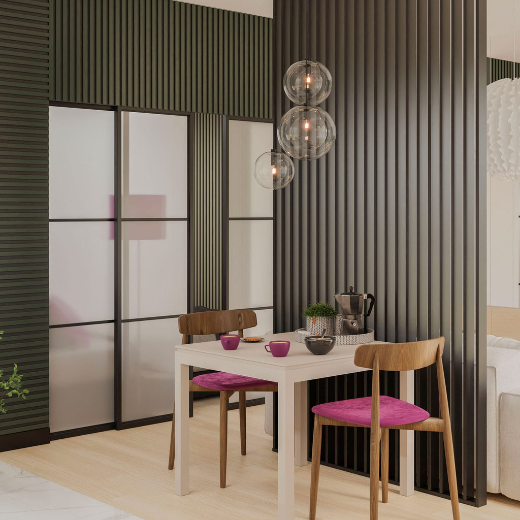 Riflaj MDF decorativ LDA PREMIUM de tip Panou Acustic, Gri Nisip, 260x40 cm