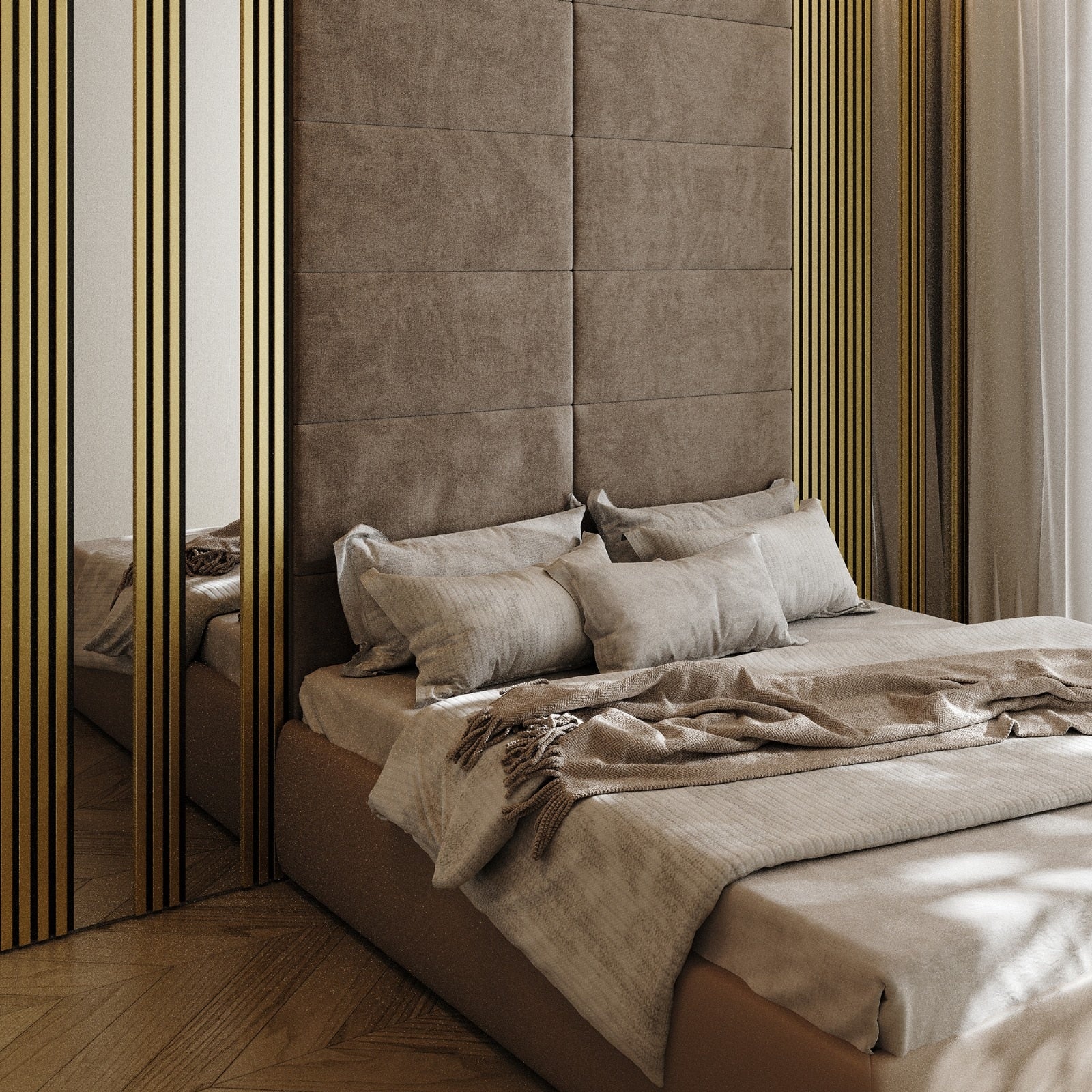 Riflaj MDF decorativ LDA PREMIUM de tip Panou Acustic, Auriu, 260x40 cm