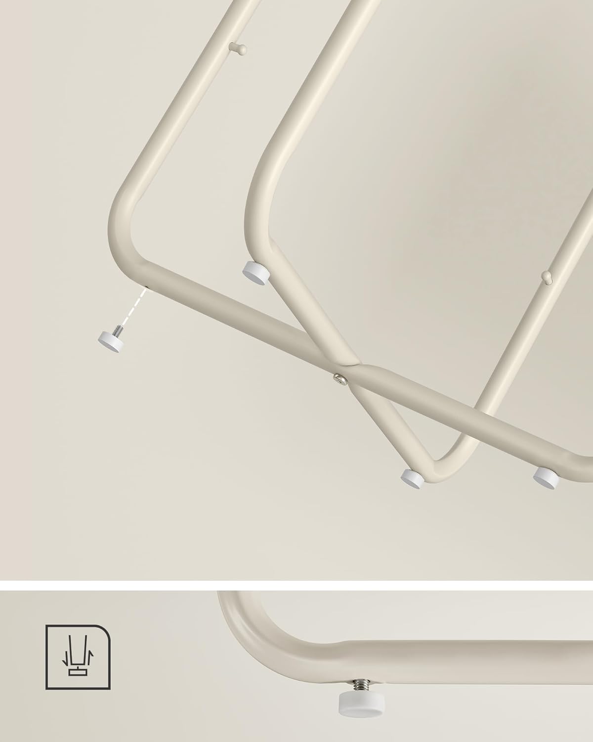 VASAGLE Masuta de cafea rotunda cu cos de stofa, stil modern, 45x50cm, bej