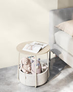 VASAGLE Masuta de cafea rotunda cu cos de stofa, stil modern, 45x50cm, bej