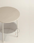 VASAGLE Masuta de cafea rotunda cu cos de stofa, stil modern, 45x50cm, bej