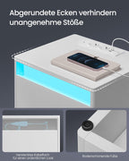 VASAGLE noptiera cu iluminare LED reglabila, 35x40x55 cm, 2 sertare, raft deschis, MDF si PAL, alb