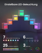 VASAGLE noptiera cu iluminare LED reglabila, 35x40x55 cm, 2 sertare, raft deschis, MDF si PAL, alb