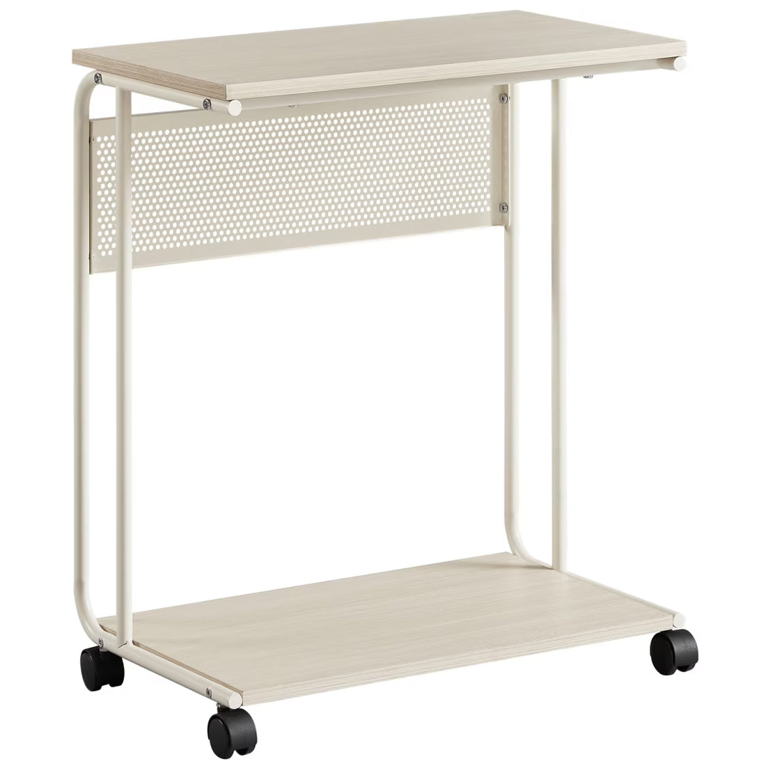 VASAGLE Masuta laterala laptop pe roti, 55x33x66 cm, stil industrial, crem