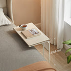 VASAGLE Masuta laterala laptop pe roti, 55x33x66 cm, stil industrial, crem