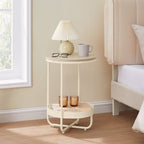 VASAGLE Masuta laterala tip noptiera, rotunda cu cos depozitare, cadru metalic, 40x55 cm, crem