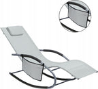 Leagan tip sezlong pentru gradina 148x63x87 cm, structura otel, textilen, design ergonomic, gri deschis