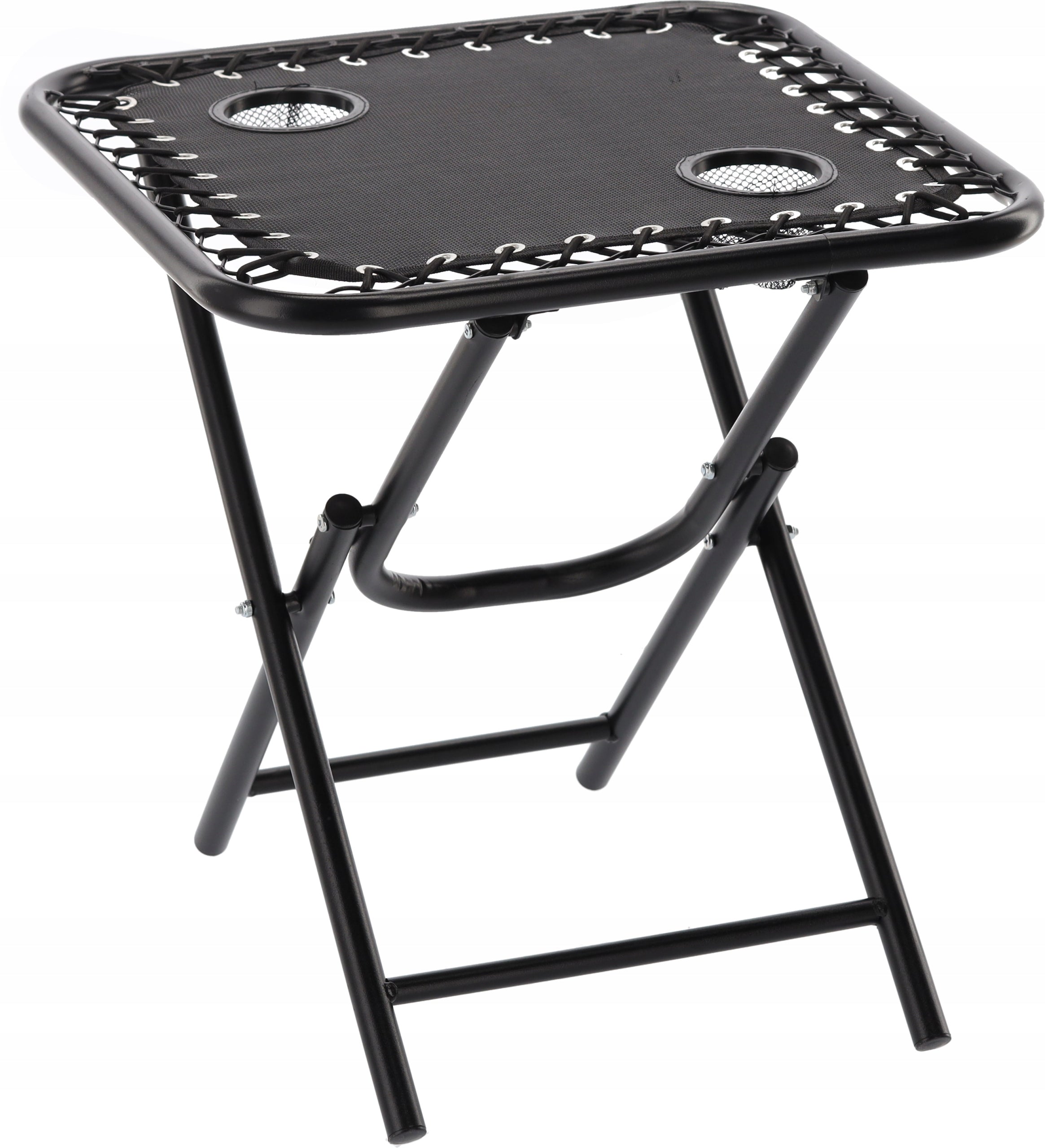 Set 2 sezlonguri pliabile 90x65x110 cm cu masuta 50x50x50 cm, textilene si cadru metalic, negru
