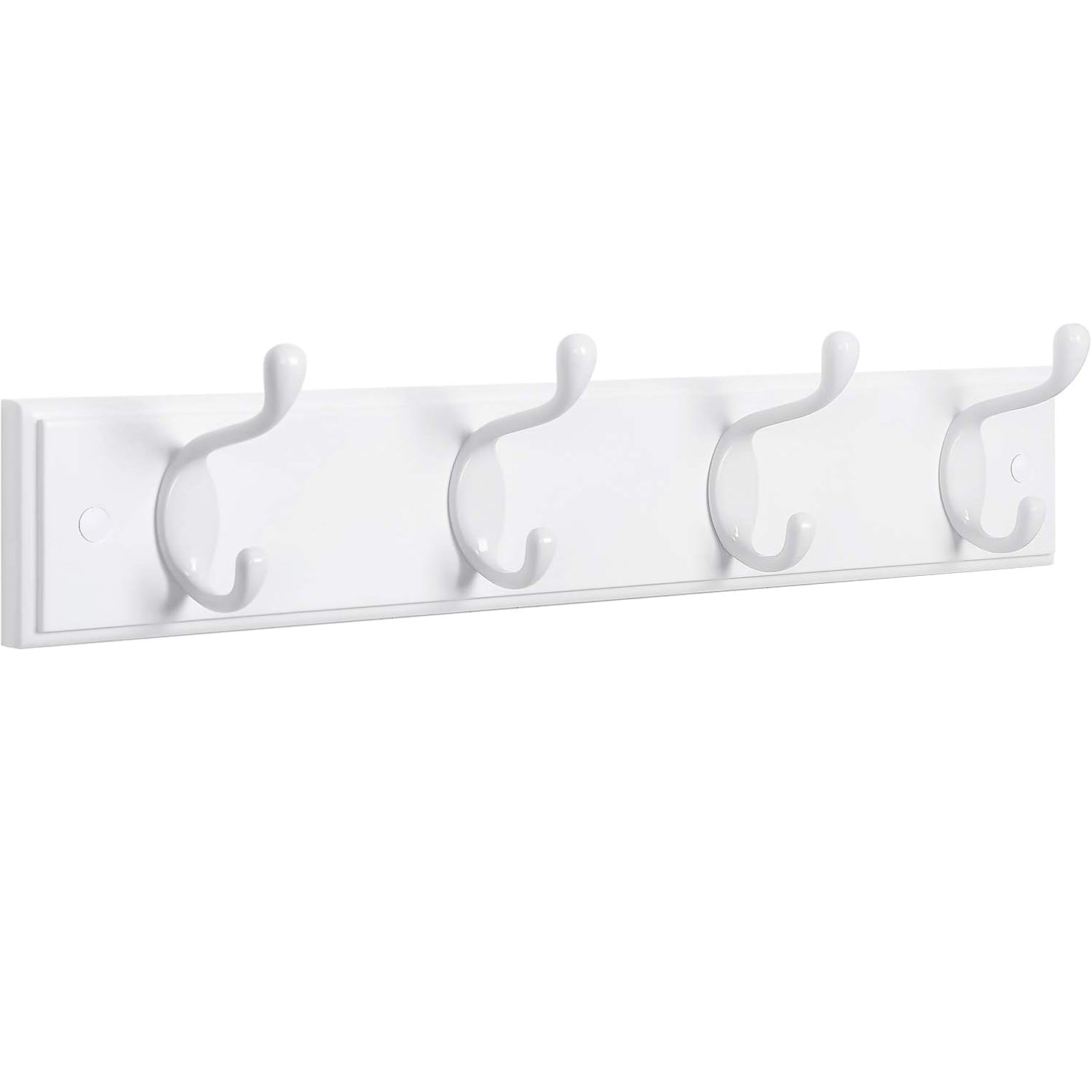 SONGMICS Cuier perete cu 4 carlige duble metalice, MDF, montaj pe perete, 40x8 cm, alb