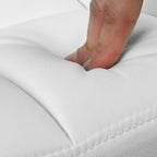 SONGMICS Set 2 scaune bar reglabile pe inaltime, cu spatar, sezut PU si suport picioare, rotatie 360°, 38x45x115 cm, alb