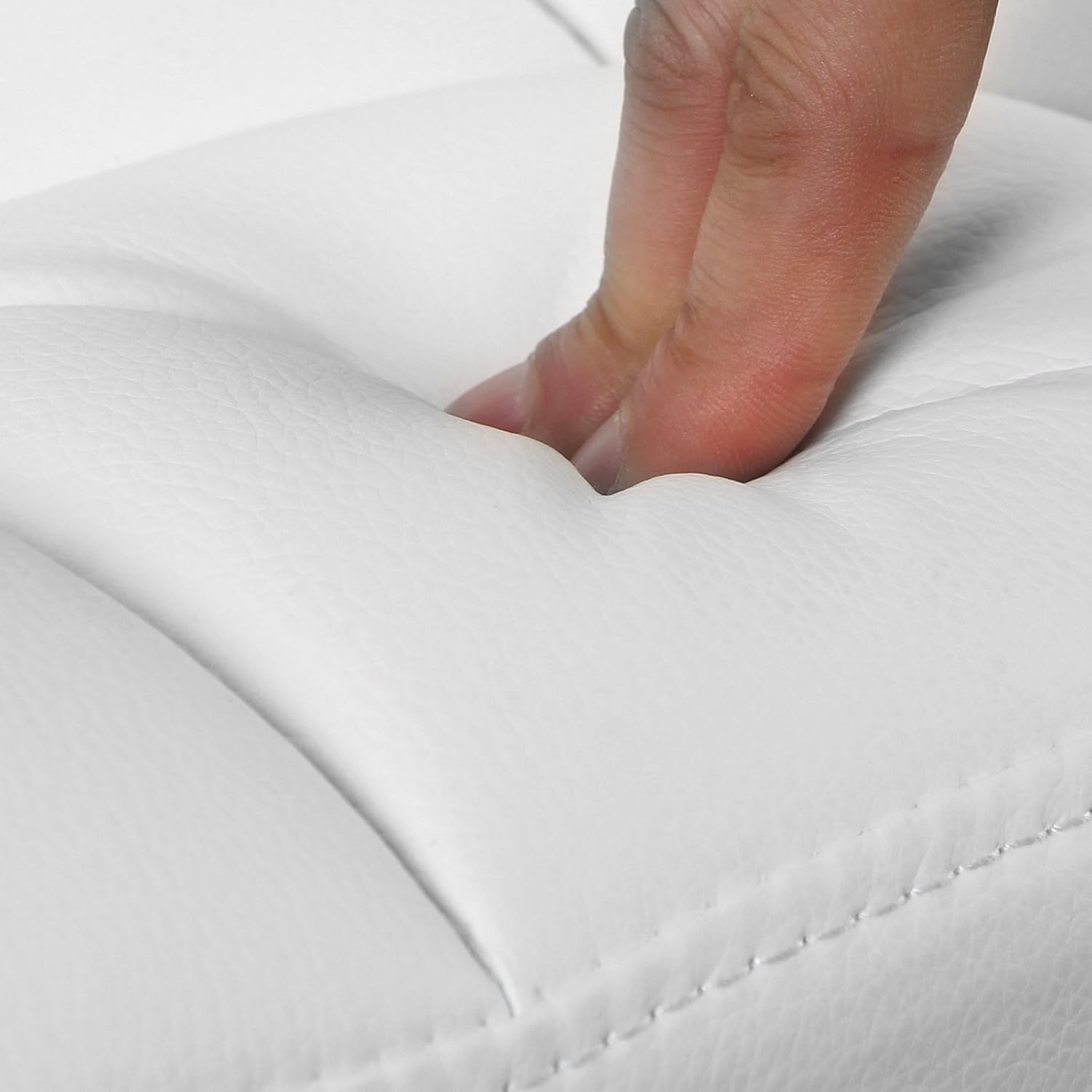 SONGMICS Set 2 scaune bar reglabile pe inaltime, cu spatar, sezut PU si suport picioare, rotatie 360°, 38x45x115 cm, alb