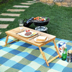 SONGMICS Masa pliabila laptop, din bambus, cu ventilatie si picioare ajustabile, 72x35x29 cm, natur