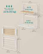 SONGMICS Suport prosoape pliabil de perete, cu 5 bare, polita de depozitare, otel, 26x38x56 cm, alb