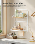 SONGMICS Suport prosoape pliabil de perete, cu 5 bare, polita de depozitare, otel, 26x38x56 cm, alb