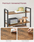 VASAGLE Biblioteca cu 6 rafturi, etajera stil industrial, PAL si cadru metalic, 30x80x186 cm, maro rustic