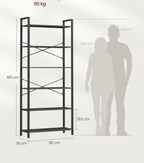 VASAGLE Biblioteca 6 rafturi, cadru metalic si polite PAL, stil industrial, 80x30x186 cm, negru