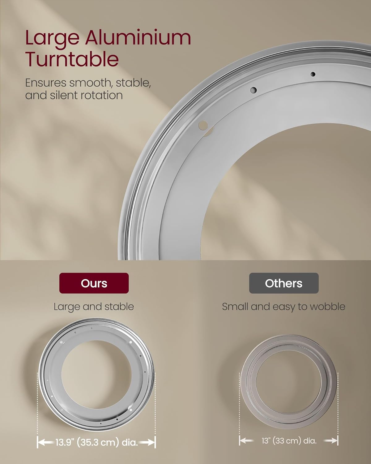 VASAGLE Biblioteca rotativa 360 grade, cadru metalic, cu 5 polite MDF, 43x43x158cm, alb