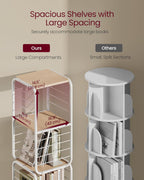 VASAGLE Biblioteca rotativa 360 grade, cadru metalic, cu 5 polite MDF, 43x43x158cm, alb