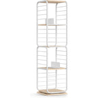 VASAGLE Biblioteca rotativa 360 grade, cadru metalic, cu 5 polite MDF, 43x43x158cm, alb