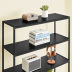 VASAGLE Biblioteca cu 5 rafturi si dulap, rama metalica si finisaj MDF nuc, 100x35x180 cm, negru