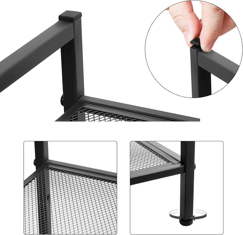 SONGMICS Etajera pantofi 3 niveluri, metalica, suprapozabila, 68x30x53 cm, negru