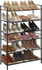 SONGMICS Etajera pantofi 3 niveluri, metalica, suprapozabila, 68x30x53 cm, negru